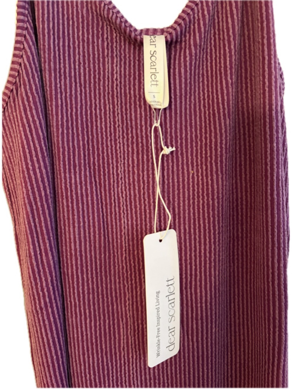 Nwt Women's Dear Scarlett Midi Dress Purple Ribbed Spaghetti Strap - Picture 6 of 7
